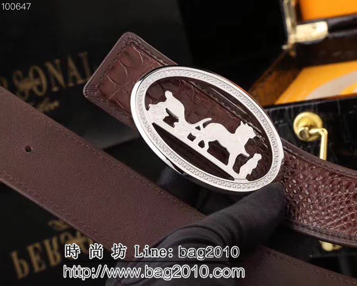 愛馬仕HERMES 鱷魚 骨背皮新款 鱷魚骨皮 高端男士皮帶 HHG1361